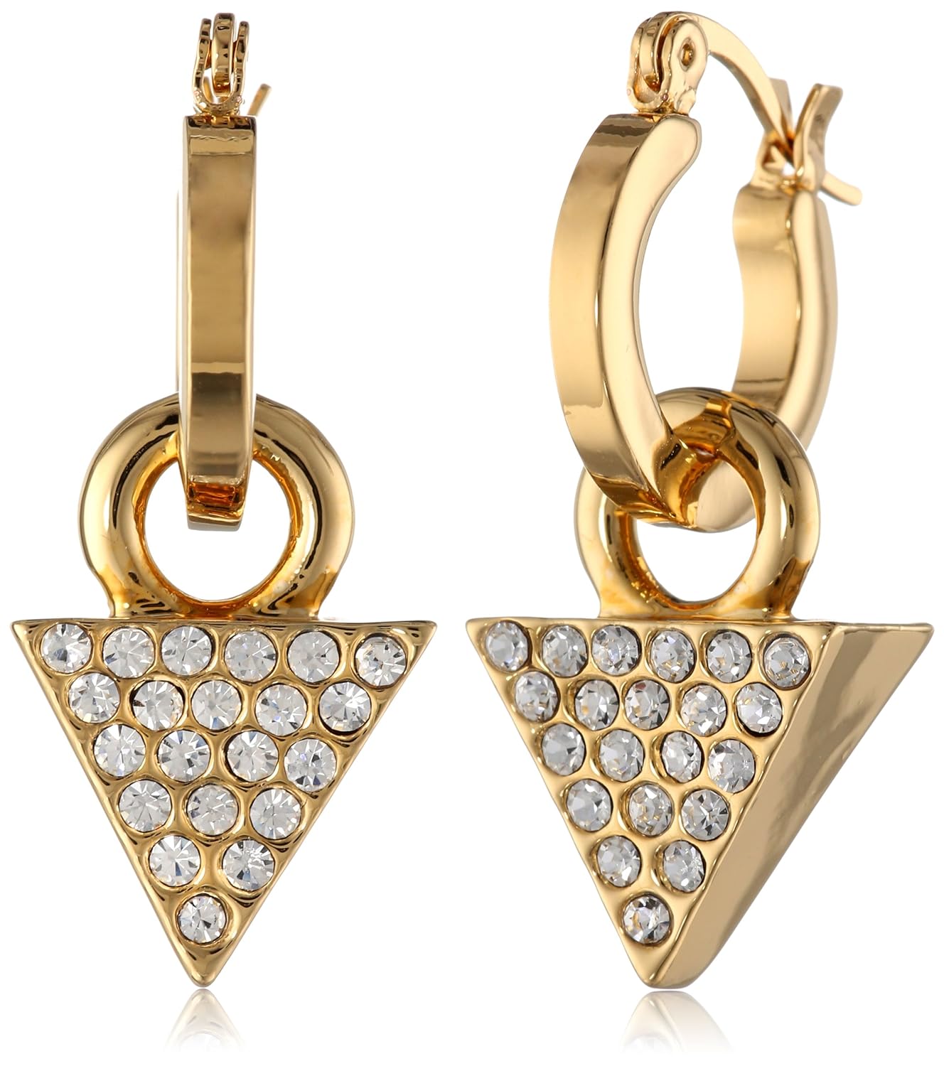 roman luxe gold-tone pave crystal triangle drop earrings